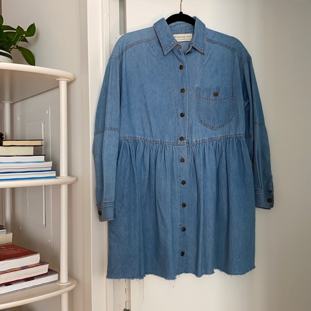 The Vintage Twin Mini Denim Button down Dress